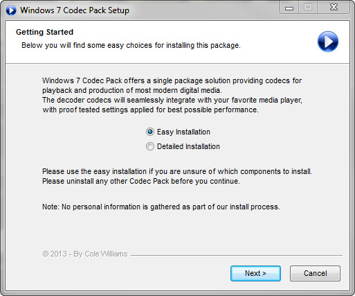 Windows 7 Codec Pack Step 2